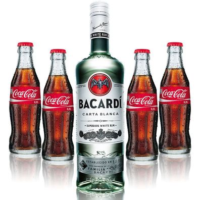 Cuba Libre Set - Bacardi Carta Blanca Rum 0,7l 700ml (37,5% Vol) + 4x Coca Cola