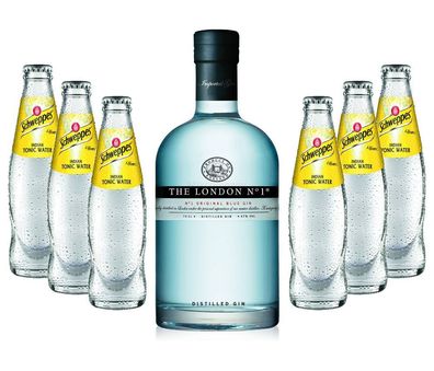 Gin Tonic Set - The London N1 Blue Gin 0,7l 700ml (47% Vol) + 6x Schweppes Toni