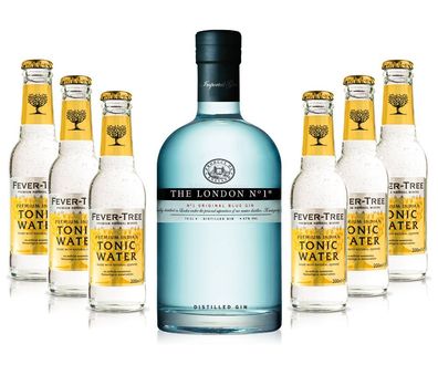 Gin Tonic Set - The London N1 Blue Gin 0,7l 700ml (47% Vol) + 6x Fever Tree Ton