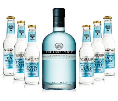 Gin Tonic Set - The London N1 Blue Gin 0,7l 700ml (47% Vol) + 6x Fever Tree Med