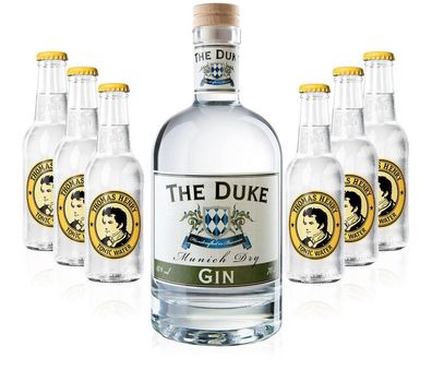 Gin Tonic Set - The Duke Munich Dry Gin 0,7l 700ml (45% Vol) + 6x Thomas Henry