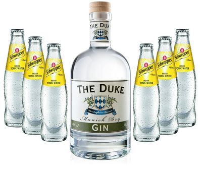 Gin Tonic Set - The Duke Munich Dry Gin 0,7l 700ml (45% Vol) + 6x Schweppes Ton