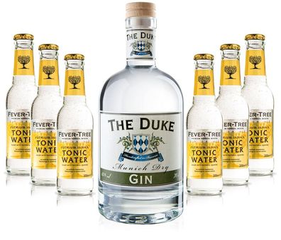 Gin Tonic Set - The Duke Munich Dry Gin 0,7l 700ml (45% Vol) + 6x Fever Tree To
