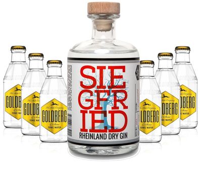 Gin Tonic Set - Siegfried Rheinland Gin 0,5l (41% Vol) + 6x Goldberg Tonic Wate