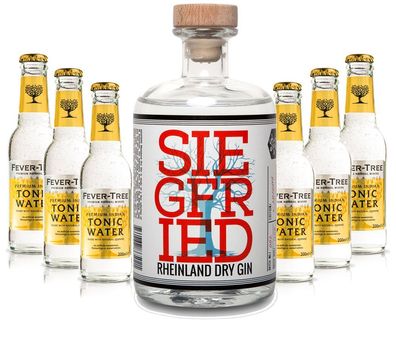 Gin Tonic Set - Siegfried Rheinland Gin 0,5l (41% Vol) + 6x Fever Tree Tonic Wa