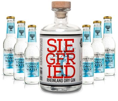 Gin Tonic Set - Siegfried Rheinland Gin 0,5l (41% Vol) + 6x Fever Tree Mediterr