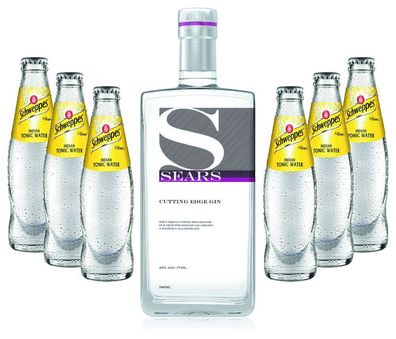 Gin Tonic Set - Sears Cutting Edge Gin 0,7l 700ml (44% Vol) + 6x Schweppes Toni
