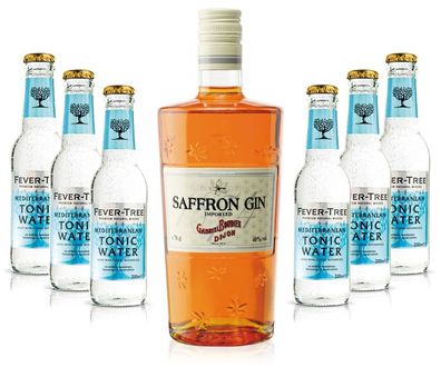 Gin Tonic Set - Saffron Gin 0,7l 700ml (40% Vol) + 6x Fever Tree Mediterranean