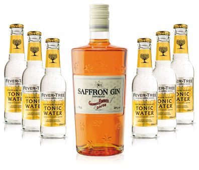 Gin Tonic Set - Saffron Gin 0,7l 700ml (40% Vol) + 6x Fever Tree Tonic Water 20