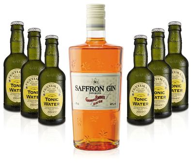 Gin Tonic Set - Saffron Gin 0,7l 700ml (40% Vol) + 6x Fentimans Tonic Water 200