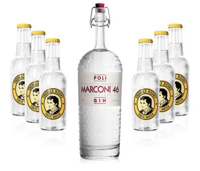 Gin Tonic Set - Marconi 46 Gin 0,7l 700ml (46% Vol) + 6x Thomas Henry Tonic Wat