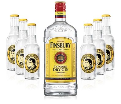 Gin Tonic Set - Finsbury London Dry Gin 0,7l 700ml (37,5% Vol) + 6x Thomas Henr