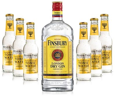 Gin Tonic Set - Finsbury London Dry Gin 0,7l 700ml (37,5% Vol) + 6x Fever Tree