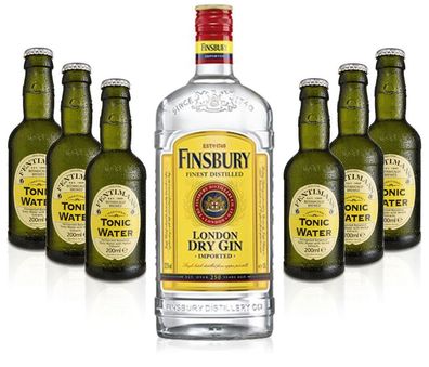 Gin Tonic Set - Finsbury London Dry Gin 0,7l 700ml (37,5% Vol) + 6x Fentimans T