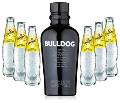 Gin Tonic Set - Bulldog Gin 0,7l 700ml (40% Vol) + 6x Schweppes Tonic Water 200