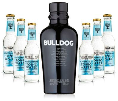 Gin Tonic Set - Bulldog Gin 0,7l 700ml (40% Vol) + 6x Fever Tree Mediterranean