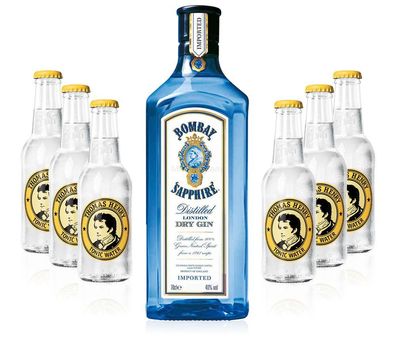 Gin Tonic Set - Bombay Sapphire 0,7l 700ml (40% Vol) + 6x Thomas Henry Tonic Wa