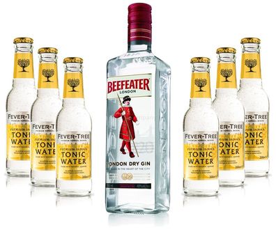 Gin Tonic Set - Beefeater Dry Gin 0,7l 700ml (47% Vol) + 6x Fever Tree Tonic Wa