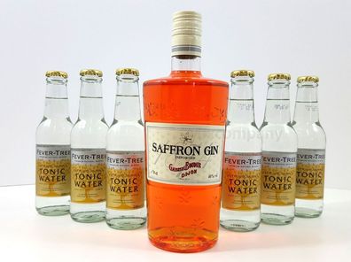 Gin Tonic Set ? Saffron Gin 0,7l 700ml (40% Vol) + 6x Fever-Tree Tonic Water 20