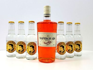 Gin Tonic Set ? Saffron Gin 0,7l 700ml (40% Vol) + 6x Thomas Henry Tonic Water