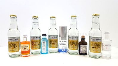 Gin Tonic Probierset ? 5x Verschiedene Gin Sorten je 50ml + 5x Fever-Tree Tonic