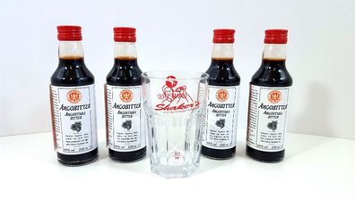 Angostura Set ? 4X Angostura BITTER je 200ml (48% Vol) + Carpi. Glas geeicht 4c