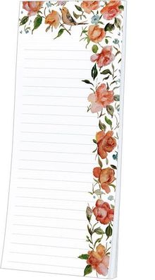 Magnet Notizblock Persische Rosen, Blumen Kühlschrankmagnete Kühlschrankmagnet Vogel