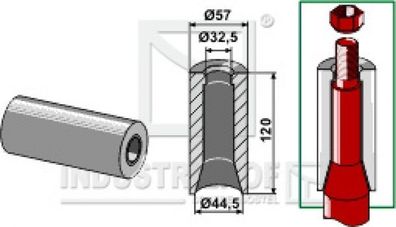 18100-49 Einschweißbuchse für Frontlader- Silo- und Greiferzinken Länge 120 mm