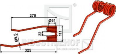 Federzinken Schwaderzinken 325/111/9.5mm passend für Kverneland/ Taarup 15-KVE-02