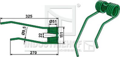 Federzinken Schwaderzinken 325/111/9.5mm kompatibel mit Kverneland/ Taarup 15-KVE-04