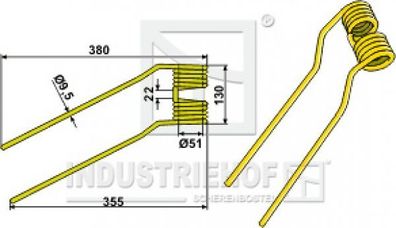 Federzinken links L x B x S: 380/355 x 130 x 9.5 mm für Niemeyer: Farbe Gelb /