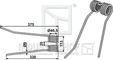 Federzinken Kreiselheuer rechts 375/330 passend Pöttinger - PZ-Zweegers