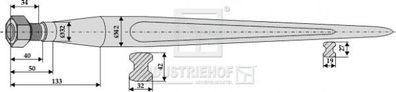 Frontladerzinken Länge 1100 mm Gewinde M28 x 1.5 Profil Doppelt - T 32/42 mm