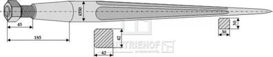 Frontladerzinken Länge 1100 mm Gewinde M28 x 1.5 Profil Vierkant 42/42 mm