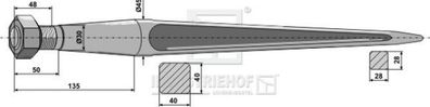 Fronladerzinken Länge 820 mm Gewinde M28 x 1.5 / Profil Vierkant 40/40