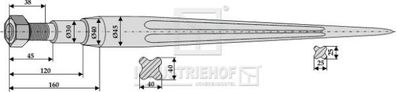 Schwerlastzinken Frontladerzinken L 890 mm Gewinde M27x1.5 X Profil 40/40