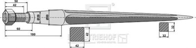 Schwerlastzinken Frontladerzinken L 820 mm Gew. 28x1.5 Profil-Vierkant