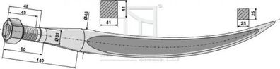 Greiferzinken 940 gebogen mit konischer Mutter Vierkant 41/41