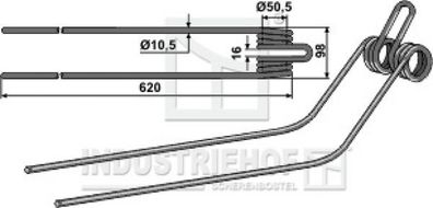 Giroheuerzinken: L x B x S: 620 x 98 x 10,5 mm für Kuhn Geräte / Farbe: Grau / Be