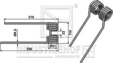 Federzinken Kreiselheuerzinken passend für Kuhn rechts 15-KUH-06 737/394 mm