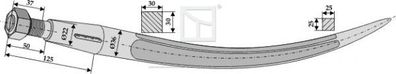 Greiferzinken gebogen (18601) Länge 600 mm Gewinde M20 x 1.5 mm Profil Vierkant 30/