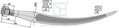 Greiferzinken gebogen 680mm Gewinde M22x1.5mm Doppel-T 24/37