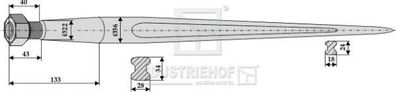 Frontladerzinken Großballenzinken 1100 M22x1.5 Profil Doppel T28/34