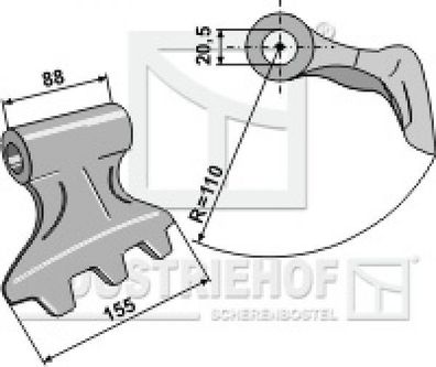 Hammerschlegel gezahnt 63-RM-2 passend für Kuhn, Nobili, Willibald Mulcher