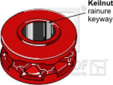 Kettennuss/Umlenkrolle für Kettenteilung 10 X 31 mm Zähne 5 Keilnut 10 mm passend