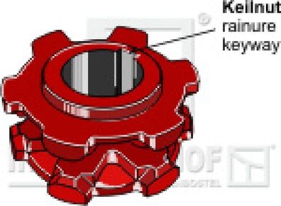 Kettennuss/Umlenkrolle für Kettenteilung 10 X 35 mm Zähne 5 Keilnut 10 mm passen