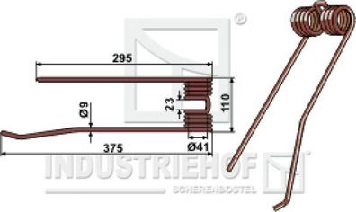 Federzinken Heuwenderzinken links passend für Lely 73 130L Haymax Zettrechwender