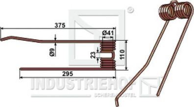 Federzinken Heuwenderzinken rechts kompatibel mit Lely-Haymax Zettrechwender 73 135R