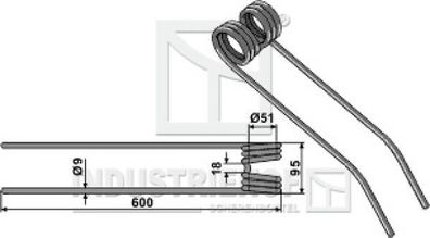 Kreiselschwaderzinken 600-95-9 mm für Deutz-Fahr - Farbe Schwarz-Blau / Best.-Nr.