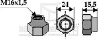 Mutter mit Bund M16 X 1,5 SW24 passend für Howard Mulcher